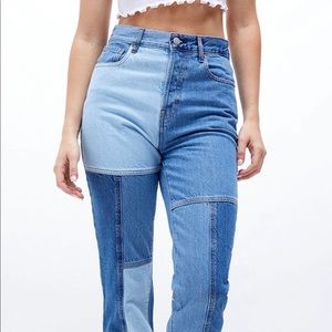 PacSun Eco Two-Tone Blue High Waisted Straight Leg Jeans